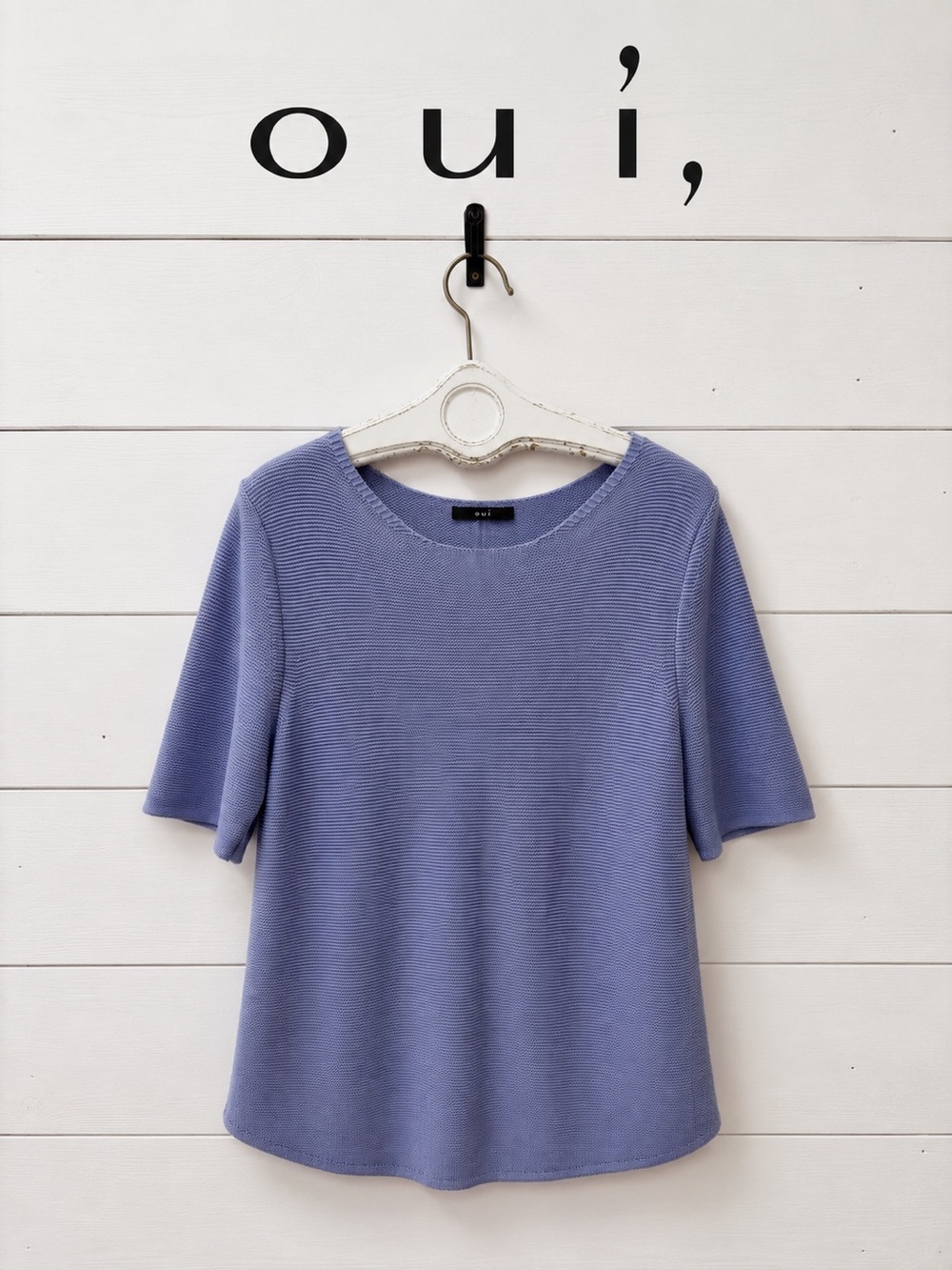Oui Textured Knit Top – Blue – Size 8